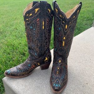 Corral Boots Vintage Leather Inlay Size 8M